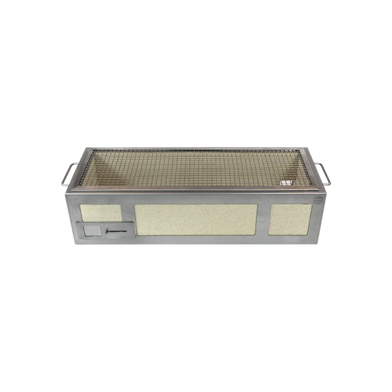 Professional Stainless Steel & Vermiculite Barbeque Kasai Large - 26 x 70 x 21 cm