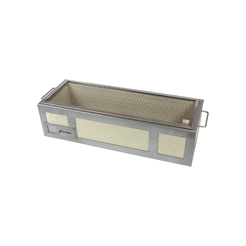 Professional Stainless Steel & Vermiculite Barbeque Kasai Large - 26 x 70 x 21 cm