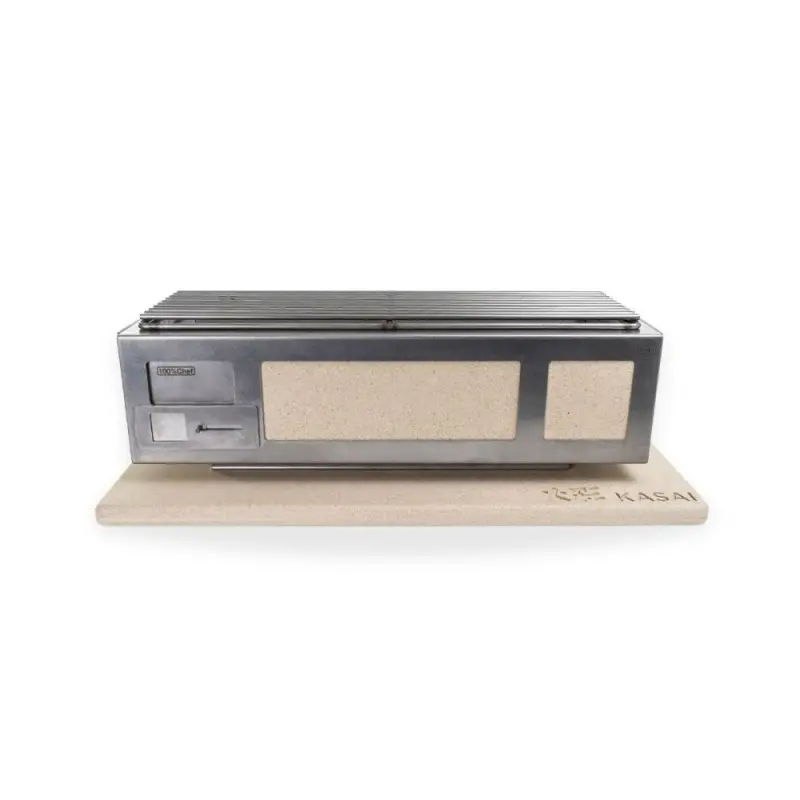Professional Stainless Steel & Vermiculite Barbeque Kasai Large - 26 x 70 x 21 cm