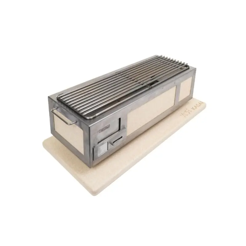 Professional Stainless Steel & Vermiculite Barbeque Kasai Large - 26 x 70 x 21 cm