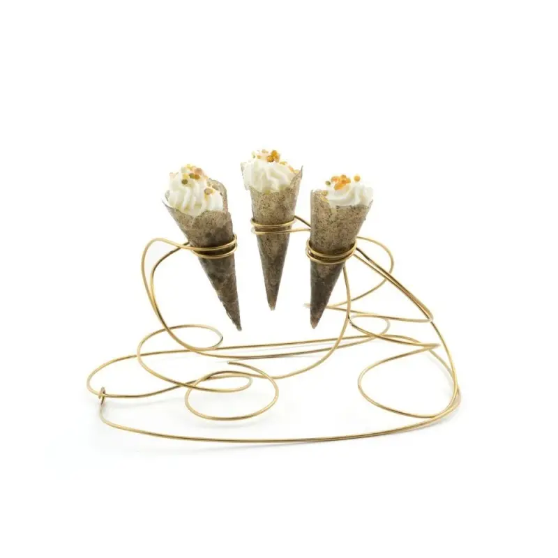 Professional Stainless Steel Cone Support XL Labyrinth Gold - 22 x 15 x 11 cm agujeros / holes: Ø 3 cm