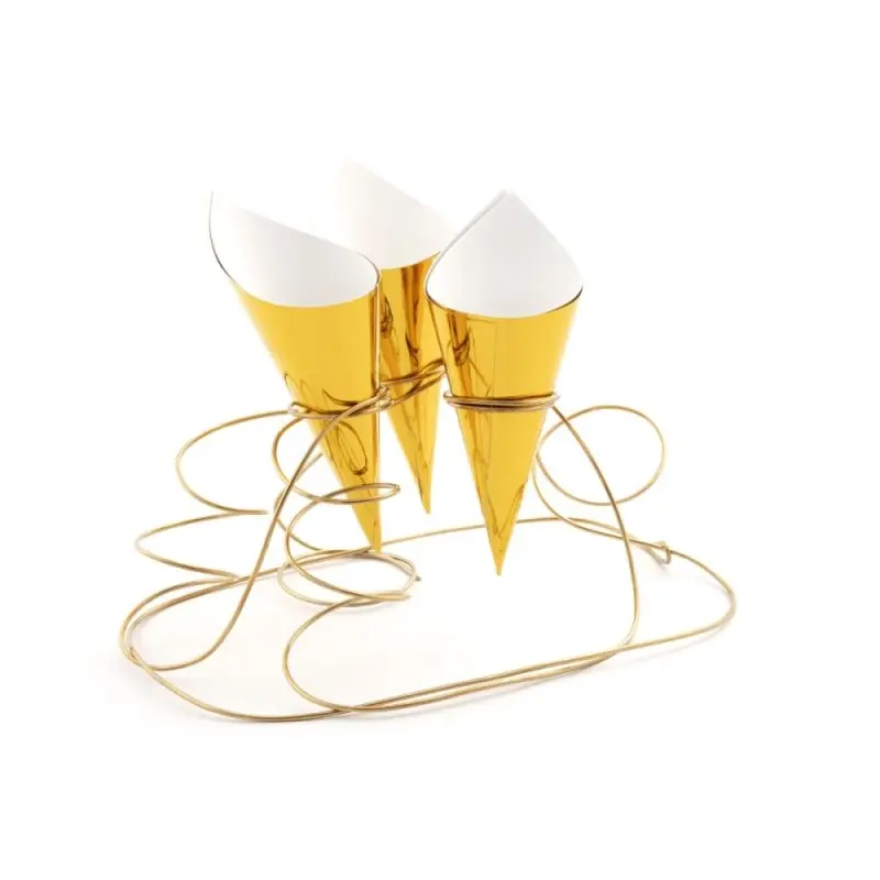 Professional Stainless Steel Cone Support XS Labyrinth Gold - 20 x 14 x 10 cm agujeros / holes: Ø 2 cm