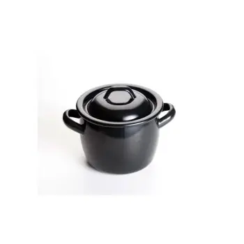 Professional Enameled Steel Black Round Cooking Pot Ø12 cm - Ø 12 x 10 cm 750 ml