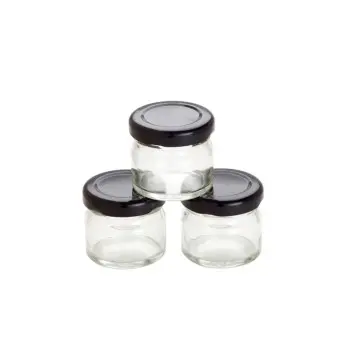 Professional Glass Mini Jam Jar Black -