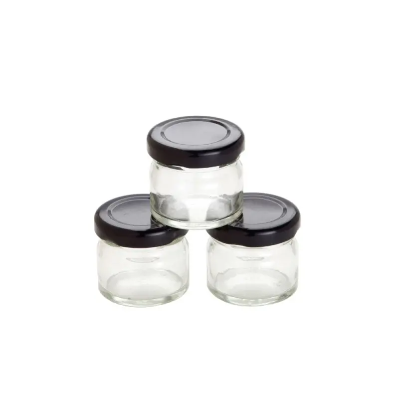 Professional Glass Mini Jam Jar Black - Professional Glass Mini Jam Jar Black -