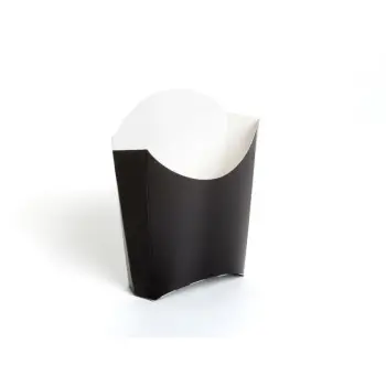 Professional Cardboard Fries Black Box - 13.6 x 11 x 14 cm