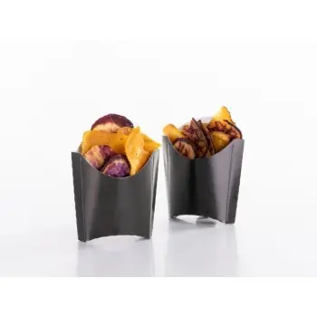 Professional Cardboard Fries Black Box - 13.6 x 11 x 14 cm