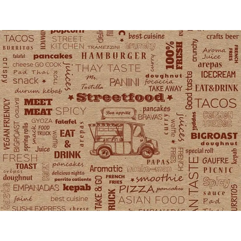 Professional Waxed Paper Kraft Paper Street Food - 29 x 30 cm
