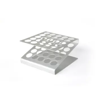 Professional Aluminium Aluminium test tubes display 25 holes (max Ø 1.6 cm) - 12 x 12 x 6 cm