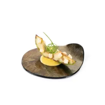 Professional Glass Azteca Snack Plate Gold leaf - 12 x 13 x 2 cm