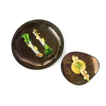 Professional Glass Azteca Plate Ø19 Gold leaf - Ø19 x 1 cm