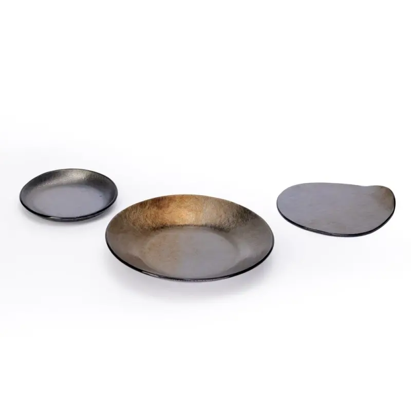 Professional Glass Azteca Plate Ø17 Gold leaf - Ø17 x 2.5 cm