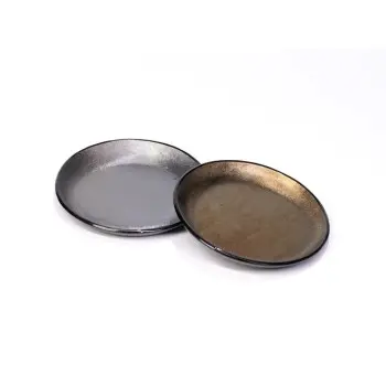 Professional Glass Azteca Plate Ø10 Gold leaf - Ø10 x 2.5 cm