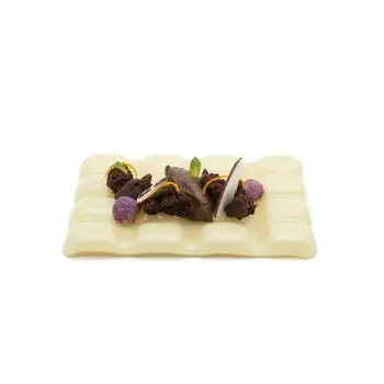 Professional Glass White Chocolate Snack Plate - 18 x 13 x 3 cm