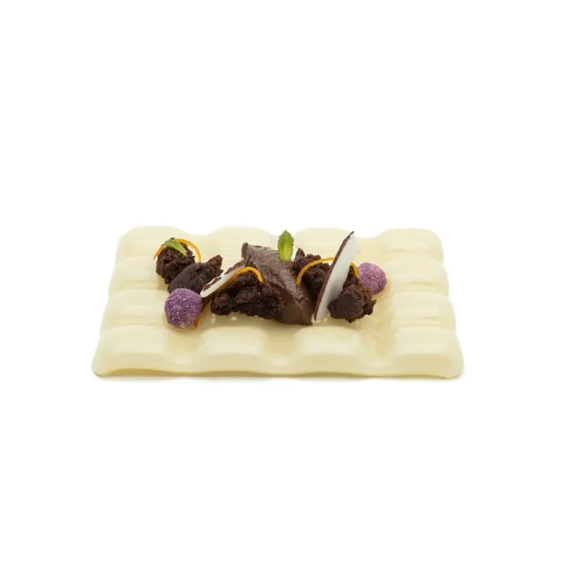 Professional Glass White Chocolate Snack Plate - 18 x 13 x 3 cm