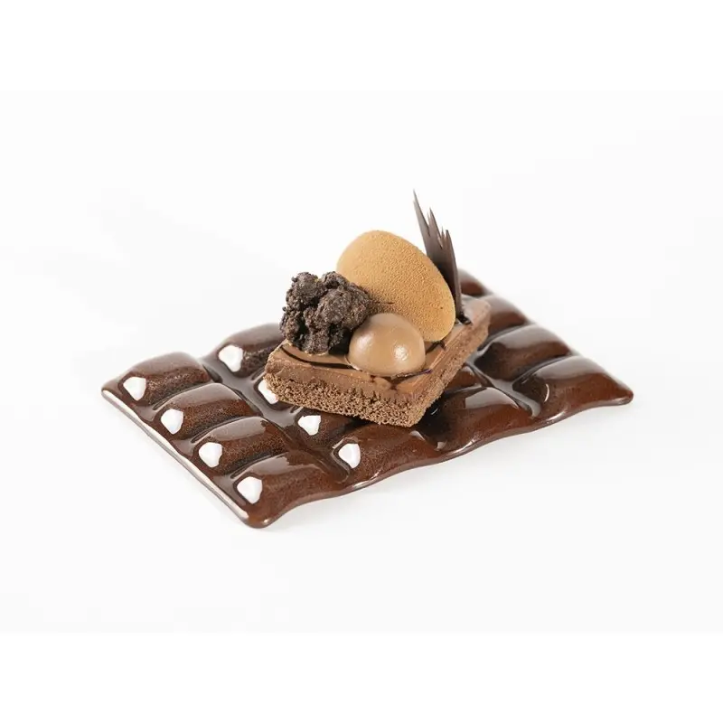 Professional Glass Black Chocolate Snack Plate - 18 x 13 x 3 cm Professional Glass Black Chocolate Snack Plate - 18 x 13 x 3 cm