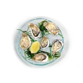 Professional Glass Presentation Tray 6 Oysters - 28 x 28 x 4 cm