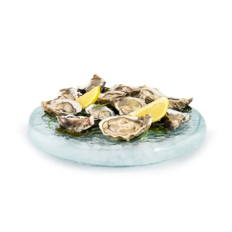 Professional Glass Presentation Tray 12 Oysters - 34 x 34 x 4 cm