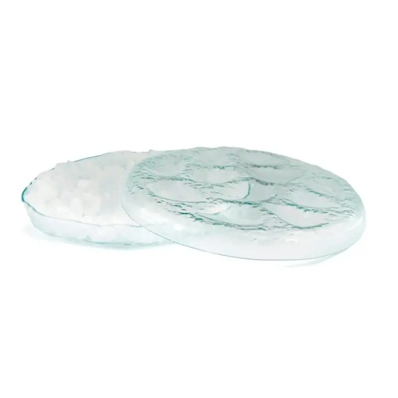 Professional Glass Presentation Tray 12 Oysters - 34 x 34 x 4 cm