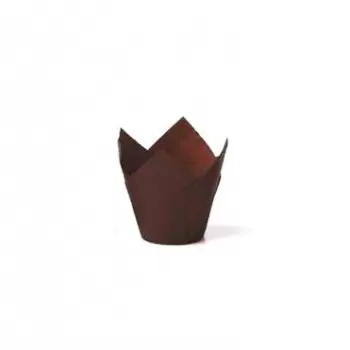 Pastry Chef's Boutique B21022 Tulip Disposable Baking Cup Small - Brown- 1.375''x2.25'' - 250 pcs Tulip Cupcake Liners