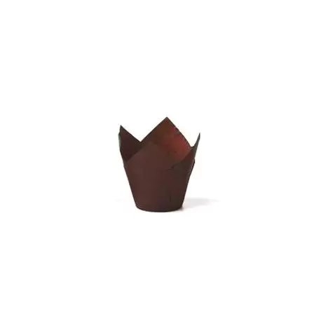 Pastry Chef's Boutique B21022 Tulip Disposable Baking Cup Small - Brown- 1.375''x2.25'' - 250 pcs Tulip Cupcake Liners