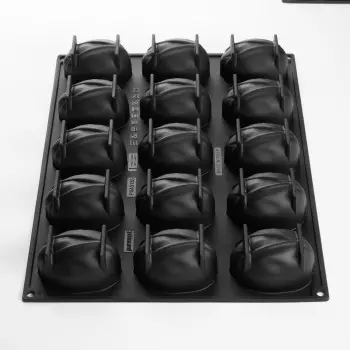 Professional Single Portion Silicone Mold - Pistachio by Emmanuele Forcone - 80 mm x 56 mm x h 46 mm - 15 cavity - 120ml