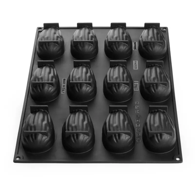 Professional Single Portion Silicone Mold - Almond by Emmanuele Forcone - 93 mm x 58 mm x h 38 mm - 12 cavity - 120ml