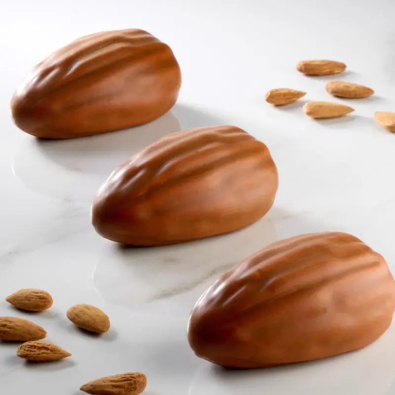 Professional Single Portion Silicone Mold - Almond by Emmanuele Forcone - 93 mm x 58 mm x h 38 mm - 12 cavity - 120ml