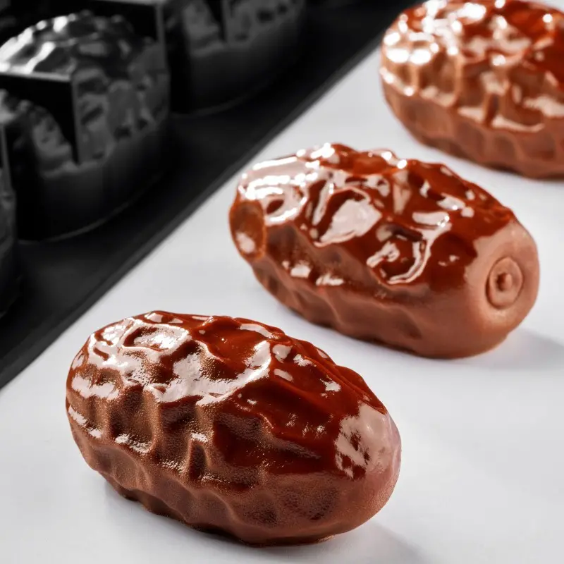 Professional Single Portion Silicone Mold - Date by Binkasem BK - 90 mm x 50 mm x h 45 mm - 16 cavity - 110ml