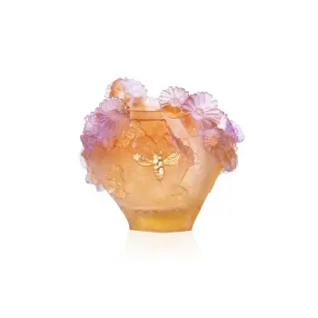 Daum Glass Sculpture Medium Vase Or d'Abeille in Limited Edition of 175 ex, Gold leaf gilding - 22.5cm x 16.0cm x 25.0cm