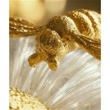 Daum Glass Sculpture Decorative Flower Or d'Abeille in a Numbered Edition, Gold leaf gilding - 4.0cm x 12.5cm x 12.5cm