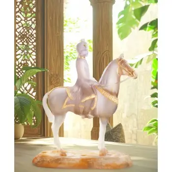 Daum Glass Sculpture Marwari Horseman in a Limited edition of 75 ex, gold leaf gilding - 39.0cm x 32.5cm - 13.0cm