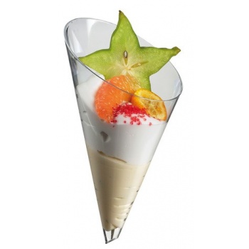 Pastry Chef's Boutique PS32450 Large Cone Clear Plastic- 4 oz. - 3.7" x 3.1" h 6.5" - 100ct Plastic Mini Cups and Bowls