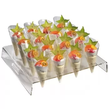 Pastry Chef's Boutique SC00016 Square buffet display for 16 large cones - 15 '' x 13,7 '' x 2,3 '' Display for Pastries and V...