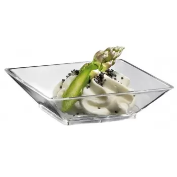 Pastry Chef's Boutique BU40000 Clear Mini Square Plastic Dish - 2.7'' x 2.7'' x 0.7'' - 100ct Plastic Mini Dishes