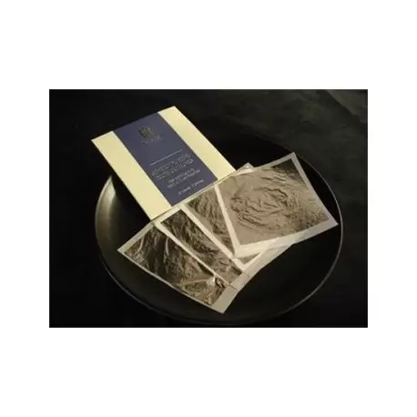 Pastry Chef's Boutique EL02 Silver Leaf (Edible) 25 leaves booklet 3 3/8" x 3 3/8" (85mm x 85mm) Edible Gold and Silver